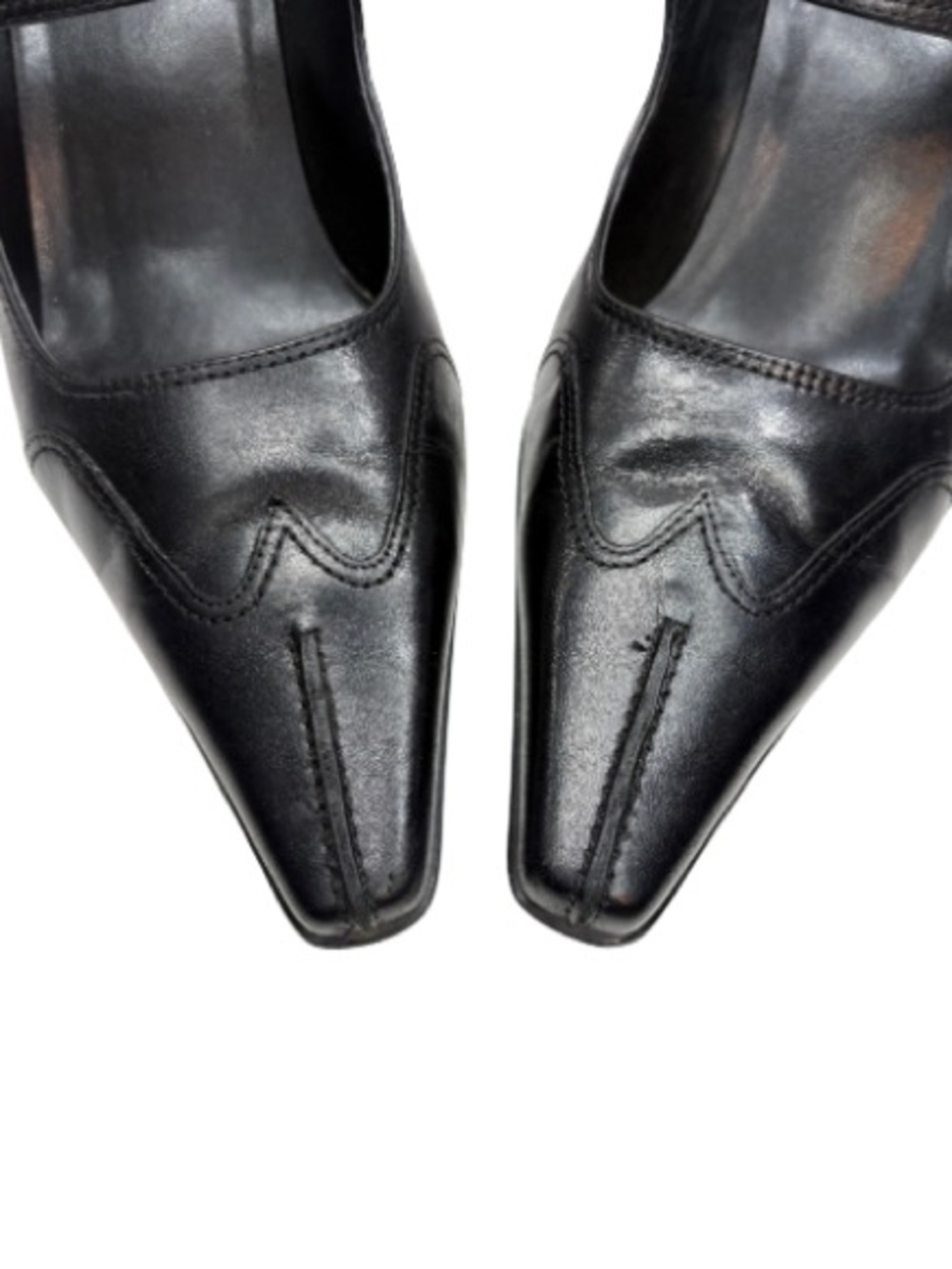 Franco Sarto Black Leather Mary Jane Pumps | 10 - Picture 3 of 9